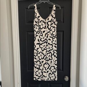 Elegant Black and Off White Floral Dress